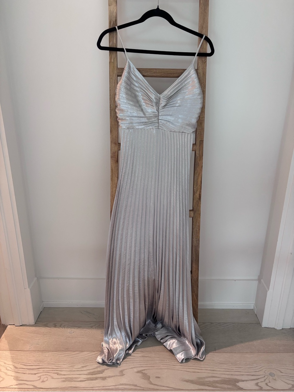 Lucy Paris Silver Lilac Pleated Strap Dress